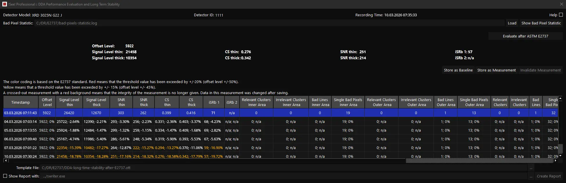 Screenshot of ISee! Professional module for ASTM E2737 norm
